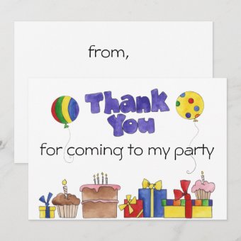 Kids Birthday Party Thank You cards Personalized I | Zazzle