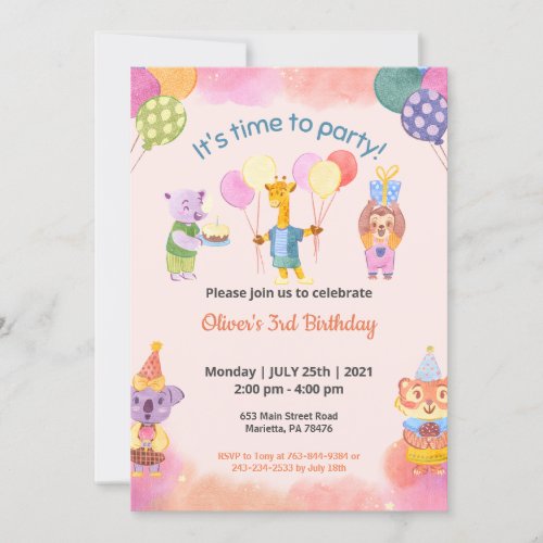 Kids Birthday Party Theme  Invitation