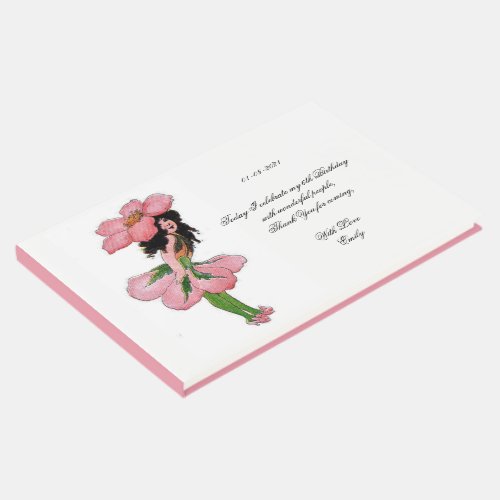 Kids Birthday Party Wild Rose Cute Flower Girl Guest Book