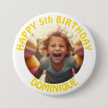 Kids Birthday Photo Button With Name And Age