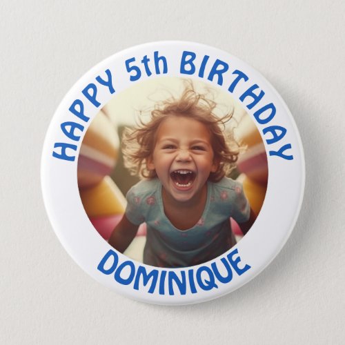 Kids Birthday Photo Button With Name And Age