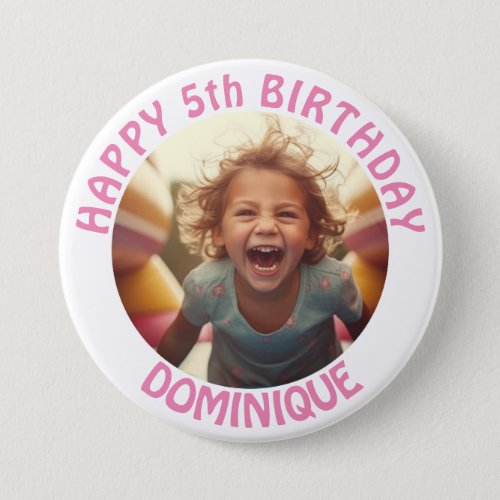 Kids Birthday Photo Button With Name And Age