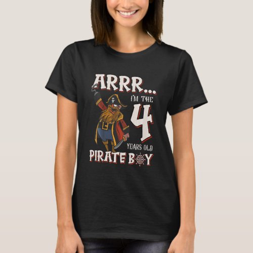 Kids Birthday Pirate Boy 4 year old little Pirate  T_Shirt