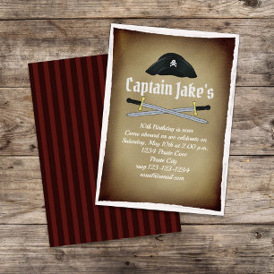 Kids Birthday Pirate Party Map Cute Whimsical Invitation