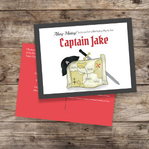 Kids Birthday Pirate Treasure Map Invitation Postcard