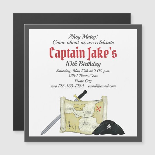 Kids Birthday Pirate Treasure Map Party Invitation (Front/Back)
