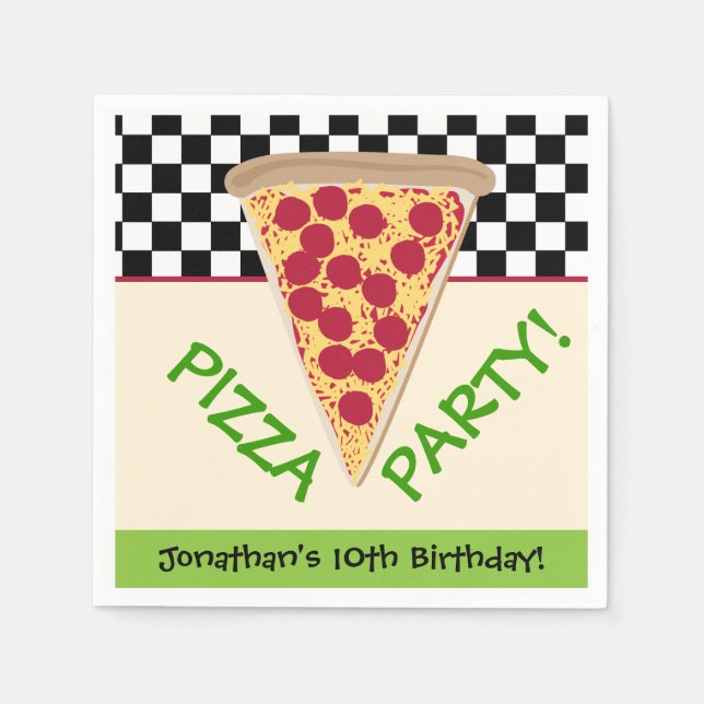 Kid's Birthday Pizza Party Napkins (Front)