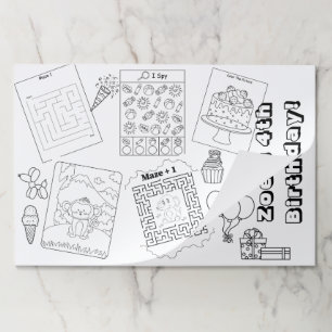 Kids Birthday Placemats Activity Tear Away Pads