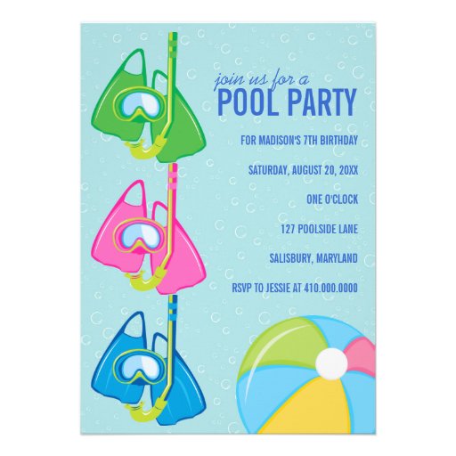 Kids Birthday Pool Party Invitations 6