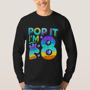 Kids Birthday Pop It I'm 8 Eight Unicorn Fidget T-Shirt