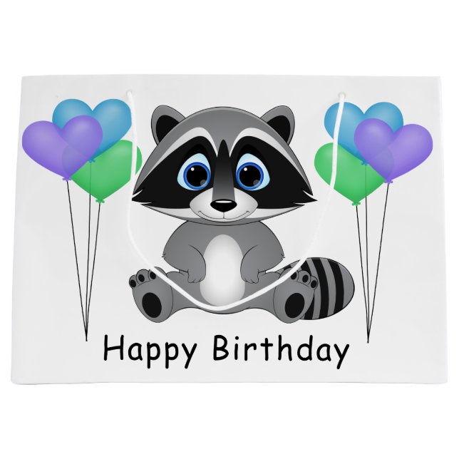 Kids Birthday Raccoon Gift Bag (Front)