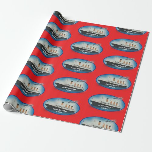 Kids Birthday Red Personalized Titanic Wrapping Pa Wrapping Paper