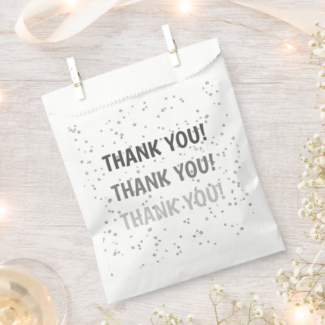 Kid's Birthday Silver Glitter Favor Bag (Clipped)