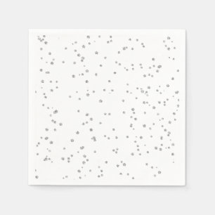 Kid's Birthday Silver Glitter Paper Napkins