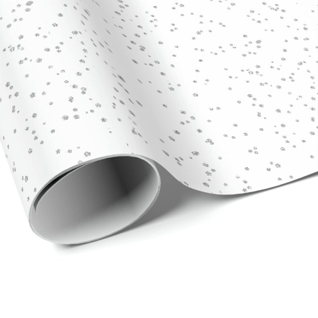 Kid's Birthday Silver Glitter Wrapping Paper (Roll Corner)