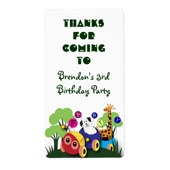Kids birthday stickers: Fun caterpillar train Label (Front)