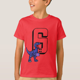 Kids Birthday T Rex Dinosaur ,Personalized Age T-Shirt