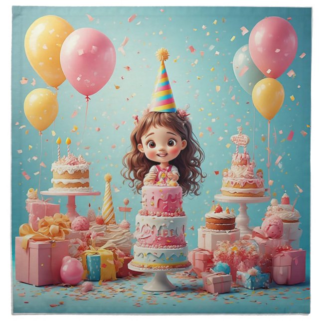 🎂 Kids Birthday Table Decor Theme 🎉 Cloth Napkin (Front)
