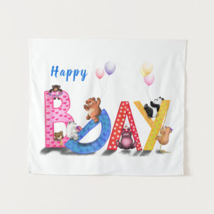 Kids Birthday Tapestry Happy Bears Party