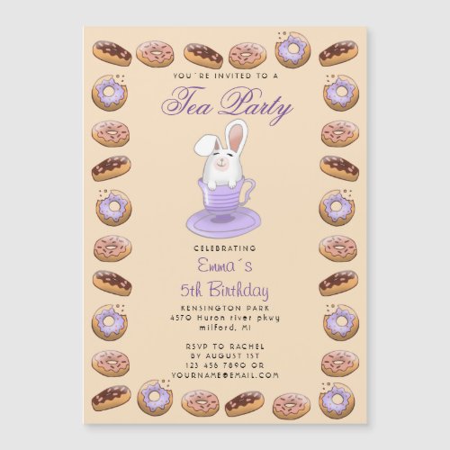 kids birthday tea party with bunny and donuts