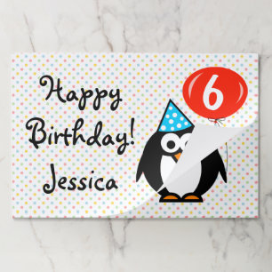 Kid's Birthday tearaway placemats with fun penguin