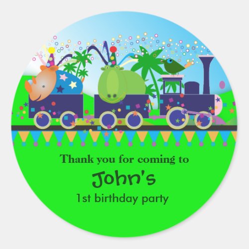 Kids Birthday Thank You Stickers Train Classic Round Sticker