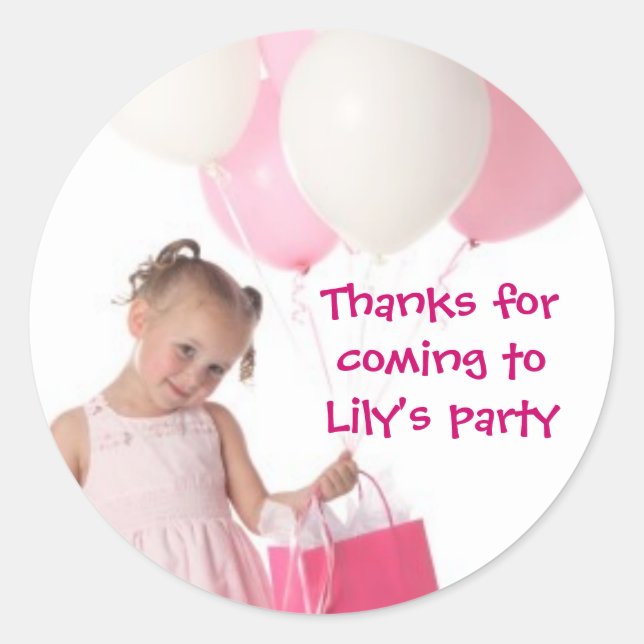 Kids birthday Thank You Stickers: Your Picture Classic Round Sticker (Front)