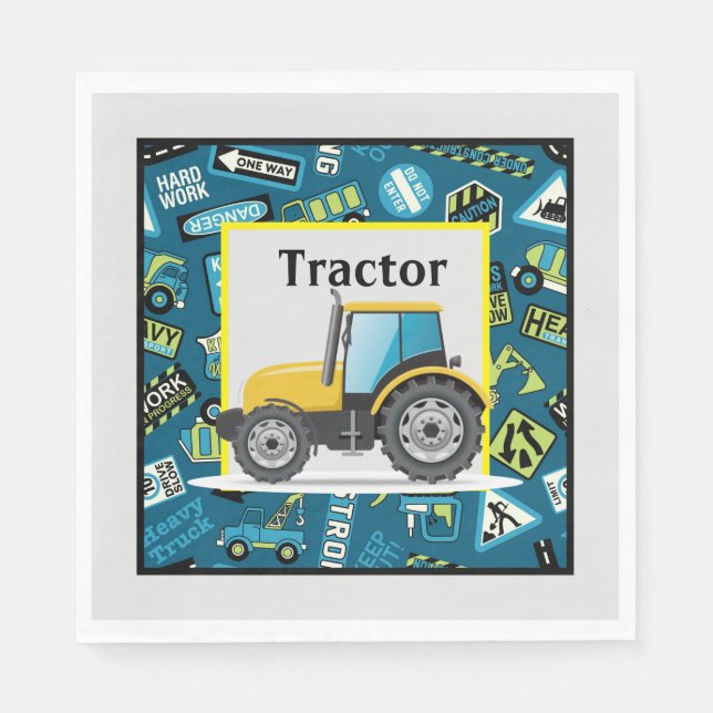 Kids Birthday Toy Tractor  Napkins (Front)