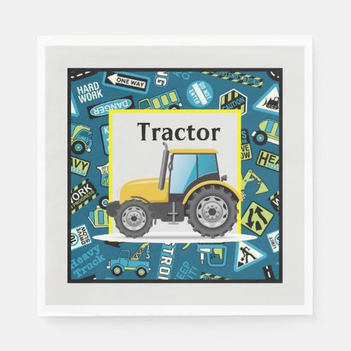 Kids Birthday Toy Tractor  Napkins