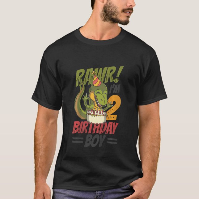 Kids Birthday Trex Dinosaur 2nd Birthday Boy 2nd B T-Shirt (Front)
