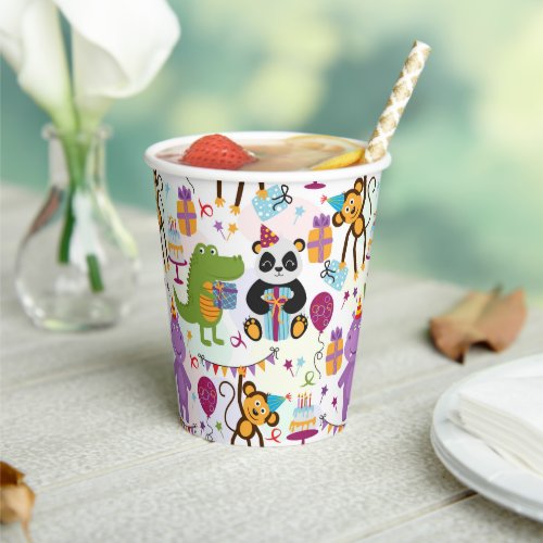 Kids Birthday Wild Animals Paper Cups