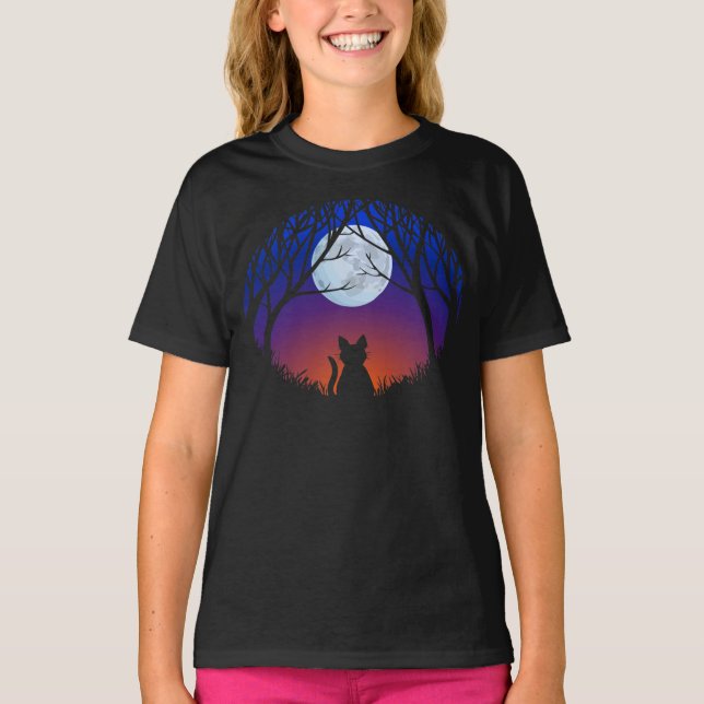 Kid's Black Cat T-shirt Fat Cat Kid's Tee Shirt (Front)