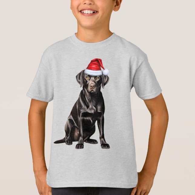 Kids Black Labrador Dog Lover Funny Christmas T-Shirt (Front)