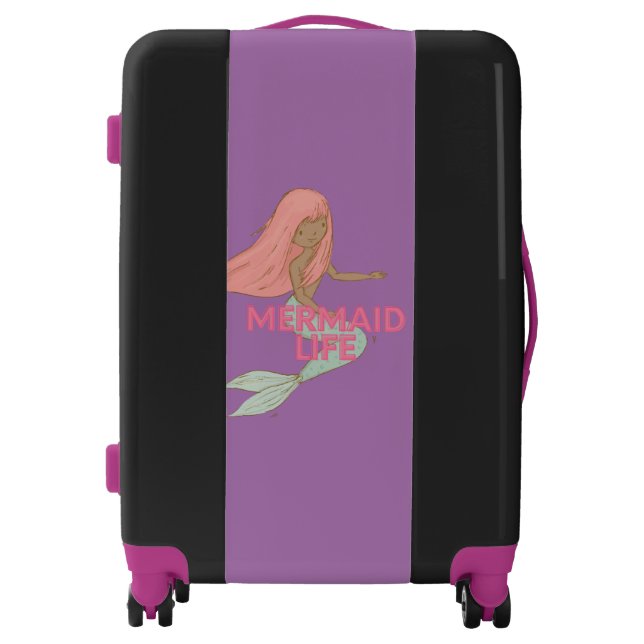 Kids Black Mermaid  Luggage (Front)