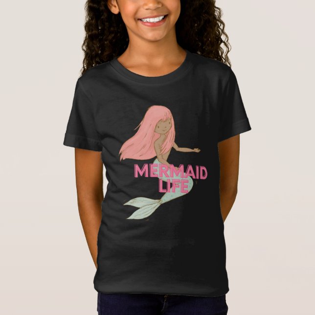 Kids Black Mermaid T-Shirt (Front)