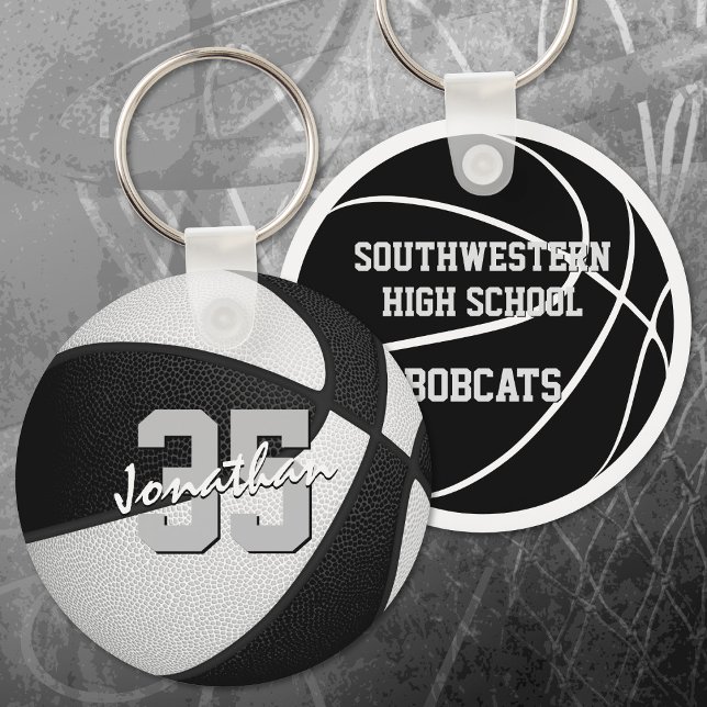 kids black white personalized basketball keychain (Creator Uploaded)