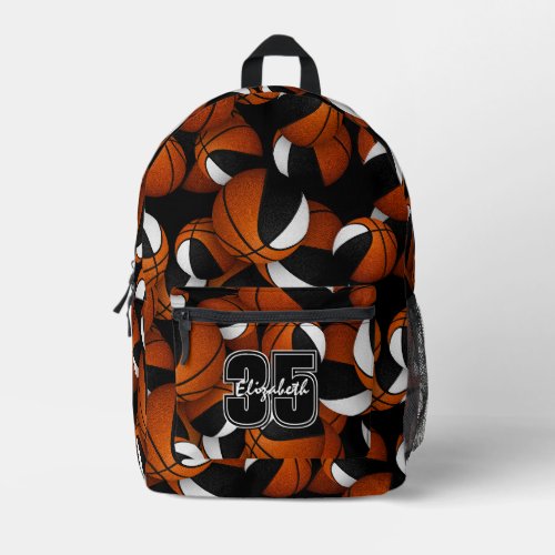 girls boys black white basketball personalized backpack