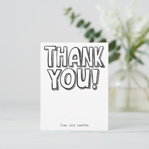 Kids Blank Fun Coloring Flat Thank You Card