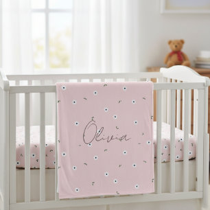 Kids' Blanket with Pink Daisies - Delicate Design