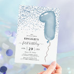 Kids Blue 1st Balloon Birthday Invitation<br><div class="desc">Cute kids first birthday invitation featuring a simple plain white background,  blue glitter,  a modern blue watercolor number 1 balloon,  and a elegant personalized birthday template that is easy to customize.</div>