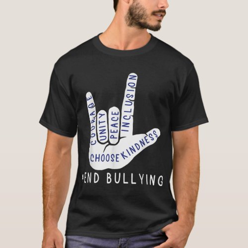 Kids Blue Anti Bullying Love Sign Language Bully P T_Shirt