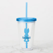 Kids Blue Bunny Silhouette Personalized Cute Acrylic Tumbler