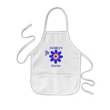 Kid's Blue Flower Garden Apron Personalized Name
