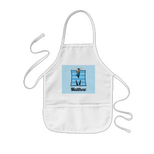Kid's Blue Moose Monogrammed Letter M Kids' Apron