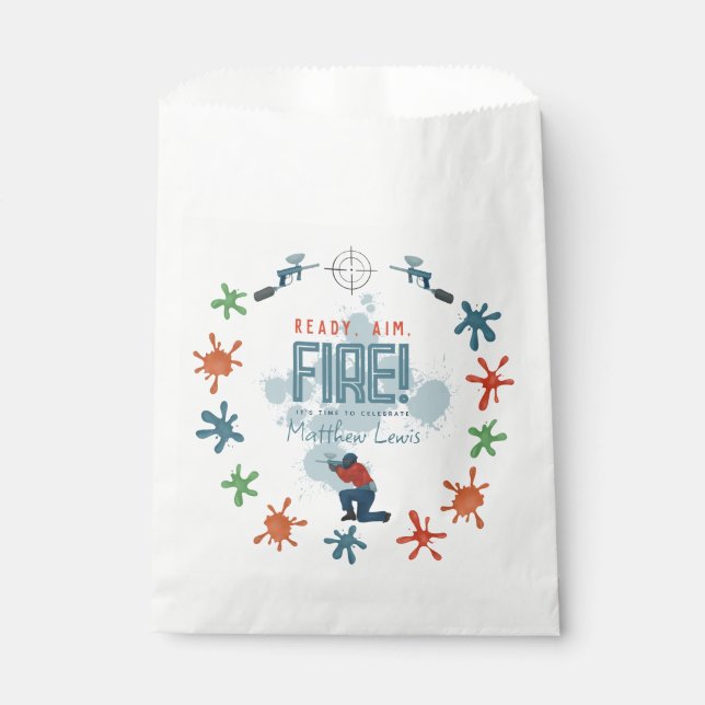 Kids Blue Paintball Boys Birthday Party Favor Bag (Front)