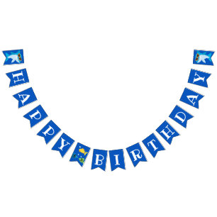 Kids Blue Shark Fintastic Birthday Bunting Flags