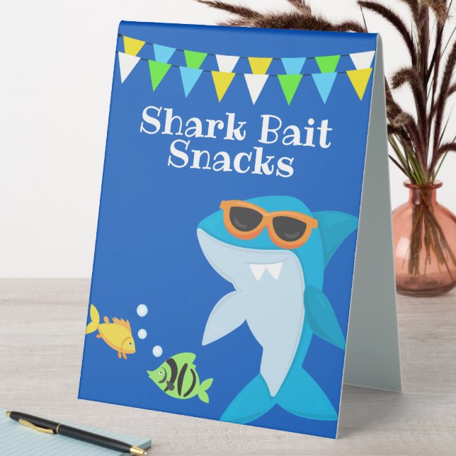 Kids Blue Shark Fintastic Birthday Table Tent (In SItu (Table))