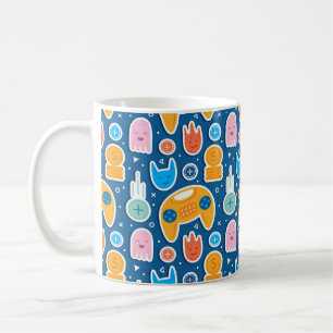 Kids' Blue Video Game Playstation Pattern Coffee Mug