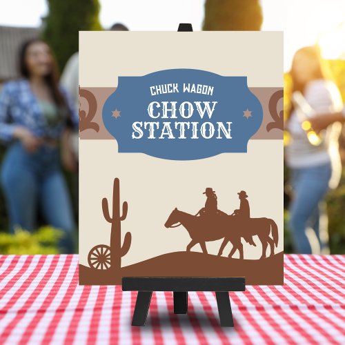 Kids Blue Western Chuck wagon chow station Sign
