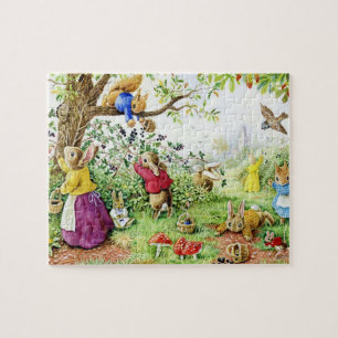 Kids Blueberry Picking Bunny Family Jigsaw Puzzle